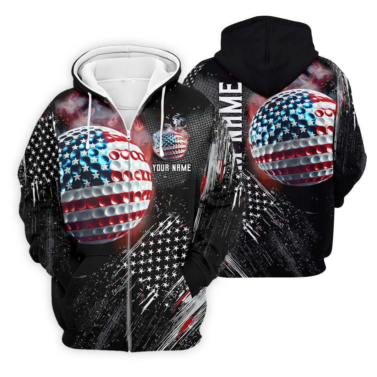American Flag Ball Custom Golf Polo ShirtFunny Golf Shirt, Dad Golf Gift