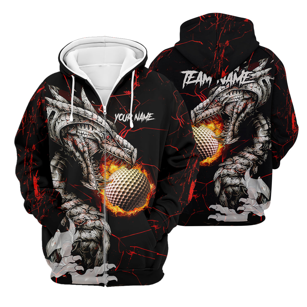 Flaming Dragon Custom Golf Polo ShirtDad Golf Gift, Golf Lover Gifts