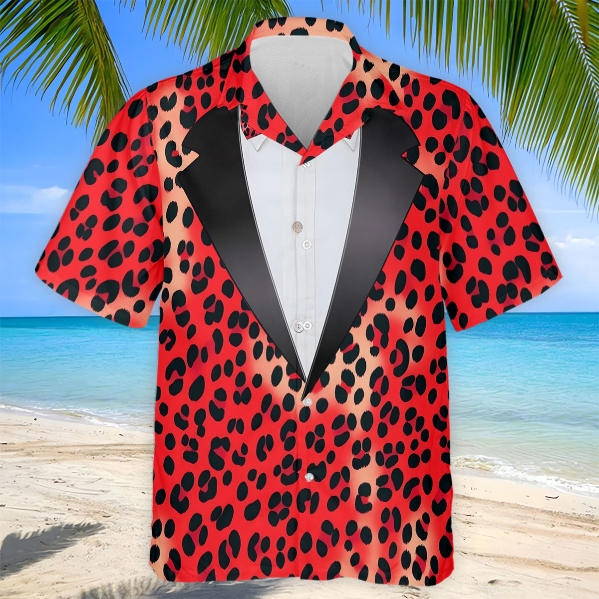 Red Leopard Funny Costume Hawaiian Golf Shirt, Polo Shirtor Men, Golf Shirts For Men