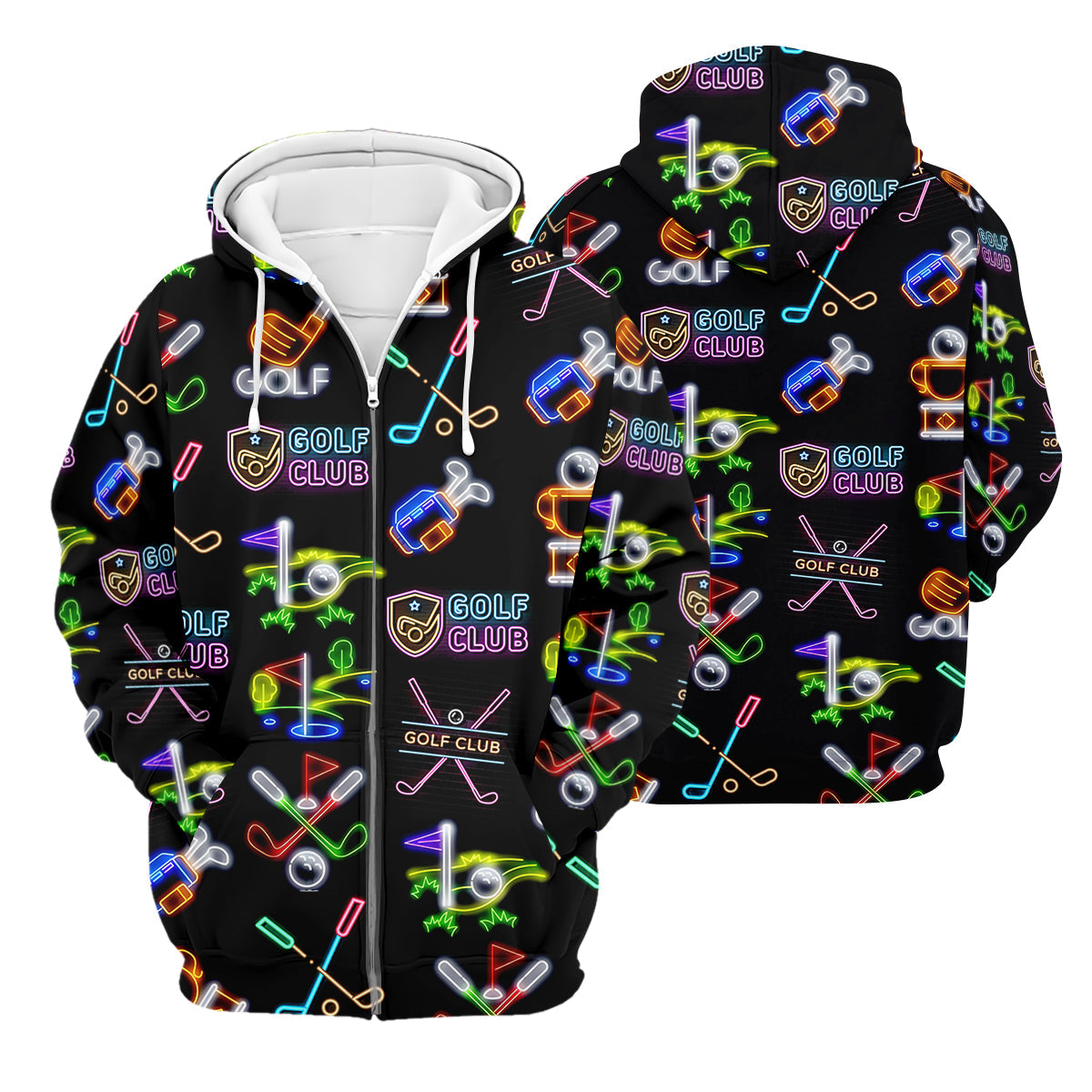 Neon Golf Clubs Men's Golf Polo ShirtFunny Golf Shirt, Dad Golf Gift, Christmas Golf Gift