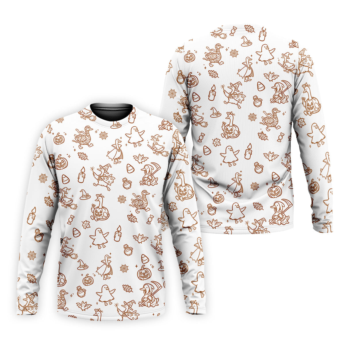 Goose Halloween, Doodle Pattern, White Golf Shirt, Mens Funny Golf Shirts, Long Sleeve Golf Shirts, Men Golf Polo