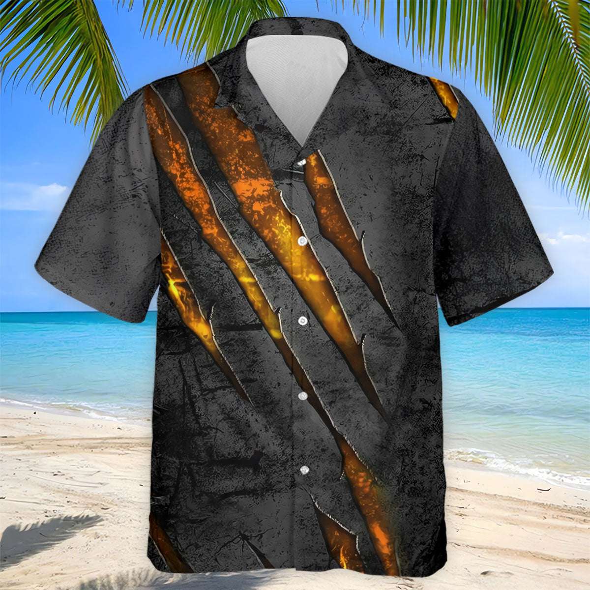 Yellow Claw Marks Hawaiian Golf Shirt, Scratch Print Men's Golf Shirt, Polo Shirts For Men