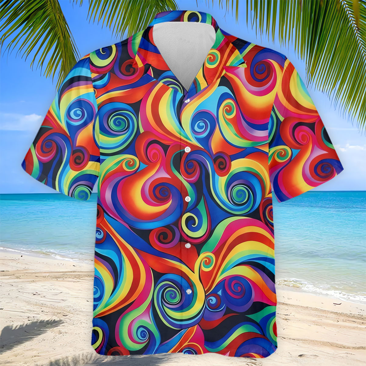 Colorful Rainbow Swirl Abstract Golf Shirt, Men's Golf Shirt, Golf Polo Shirts For Men, Men's Golf Apparel