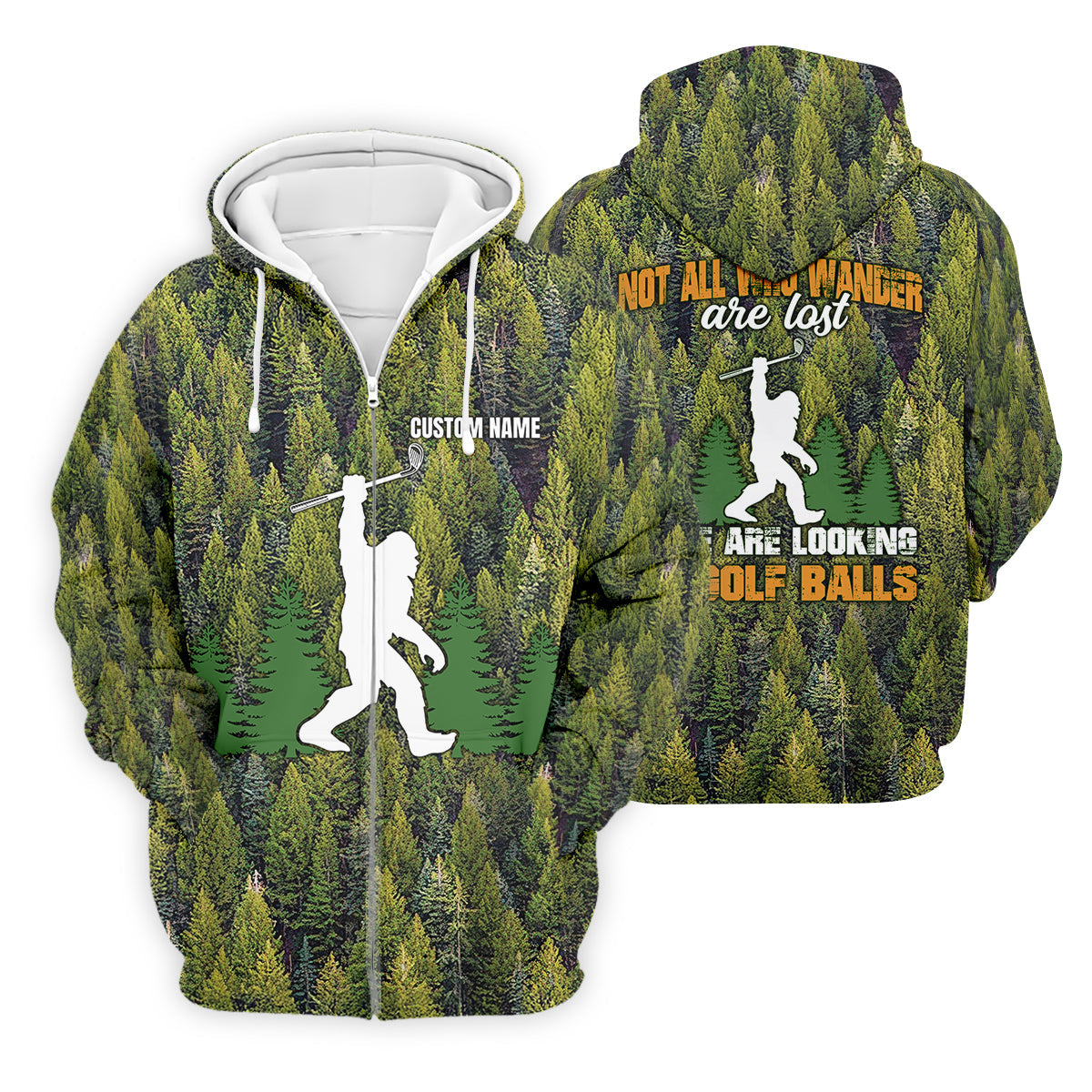 Not All Who Wander Are Lost Custom Men's Golf Polo ShirtBigfoot Golf Shirt, Dad Golf Gift
