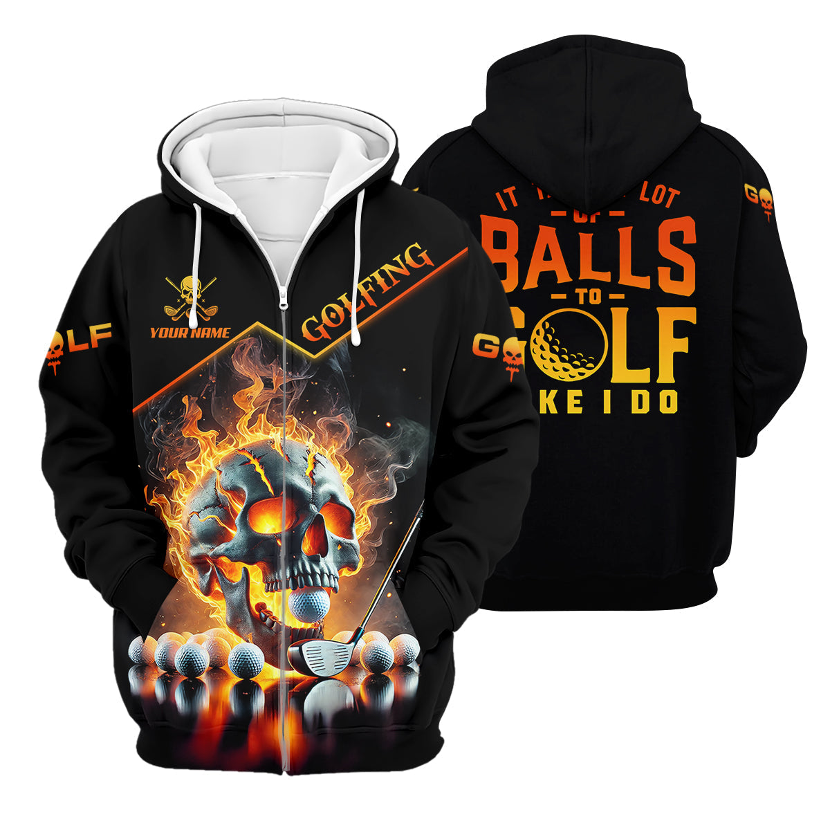 It Takes A Lot Of Balls To Golf Like I Do Custom Men's Golf Polo ShirtSkull Golf Shirt, Funny Golf Shirt