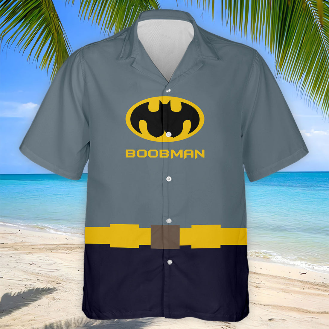 Boobman Comic Hero Logo Belt Golf Polo Shirt, Men's Polo Shirt, Funny Golf Apparel, Performance Golf Shirt