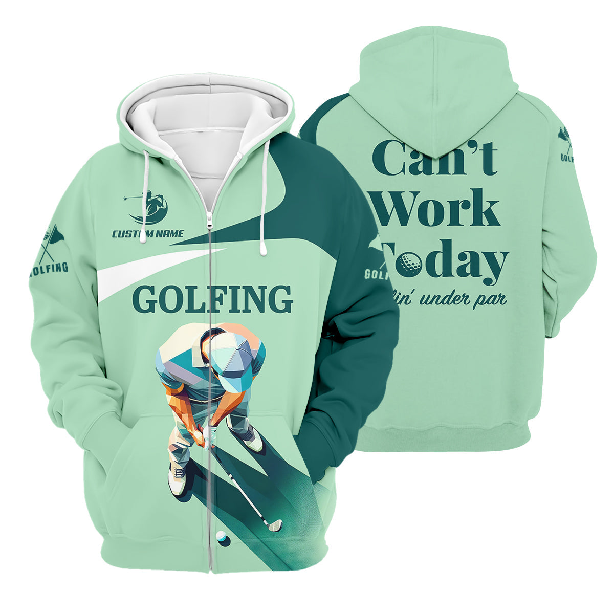 Can't Work Today Feelin Under Par Custom Men's Golf Polo Shirtunny Golf Shirt, Gift For Golfers