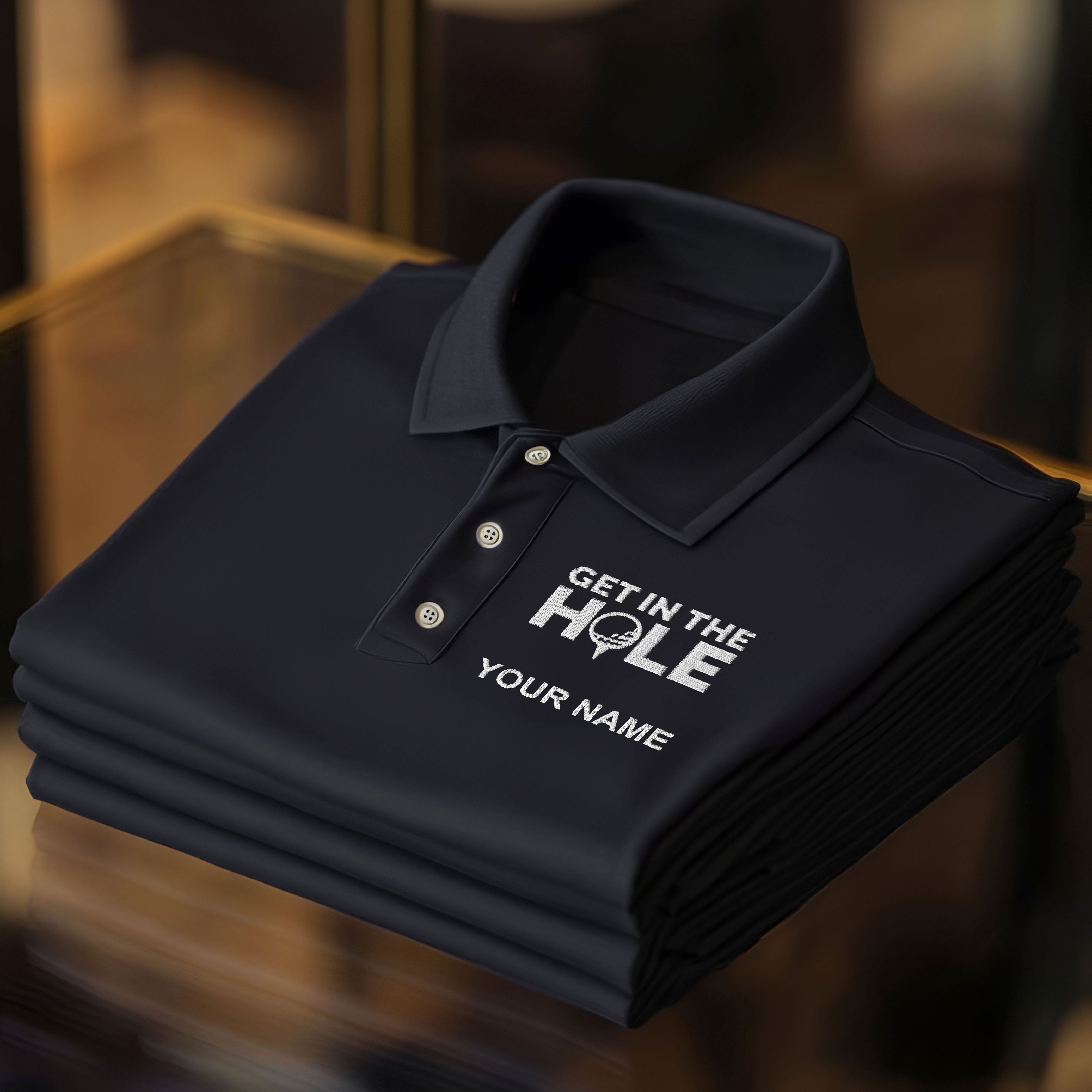 Get In The Hole Custom Embroidered Golf Polo ShirtDad Golf Gift