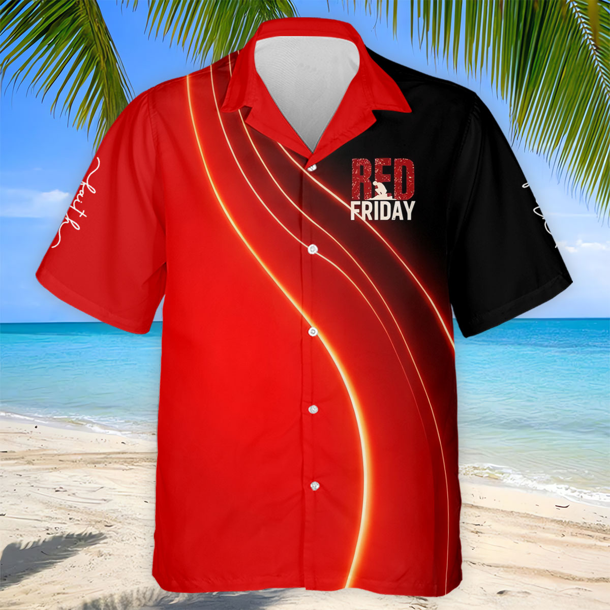 Red Friday Red Black Gradient Faith 4th Of July Golf Shirt, 250 Years Polo Shirt Men