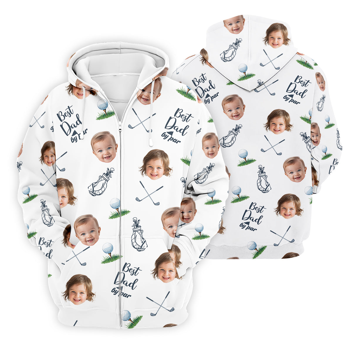 Best Dad By Par Custom Photo Golf Shirt, Funny Golf Polo ShirtChristmas Golf Gift