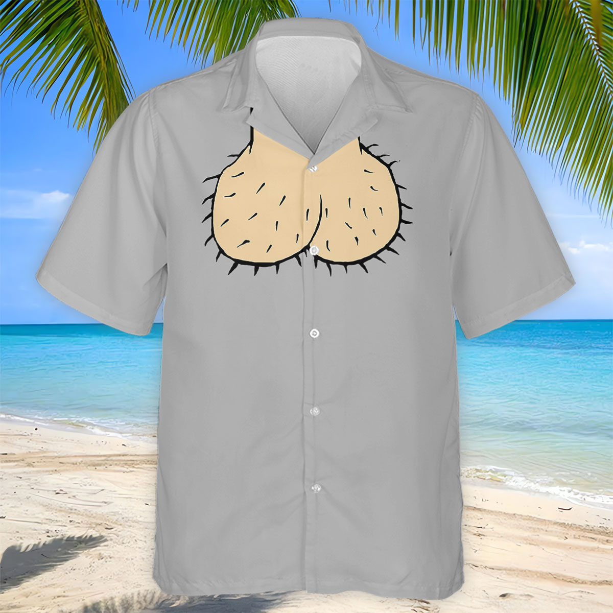 Gray Funny Dickhead Faux Chest Golf Shirt, Mens Golf Polo, Printed Golf Shirts