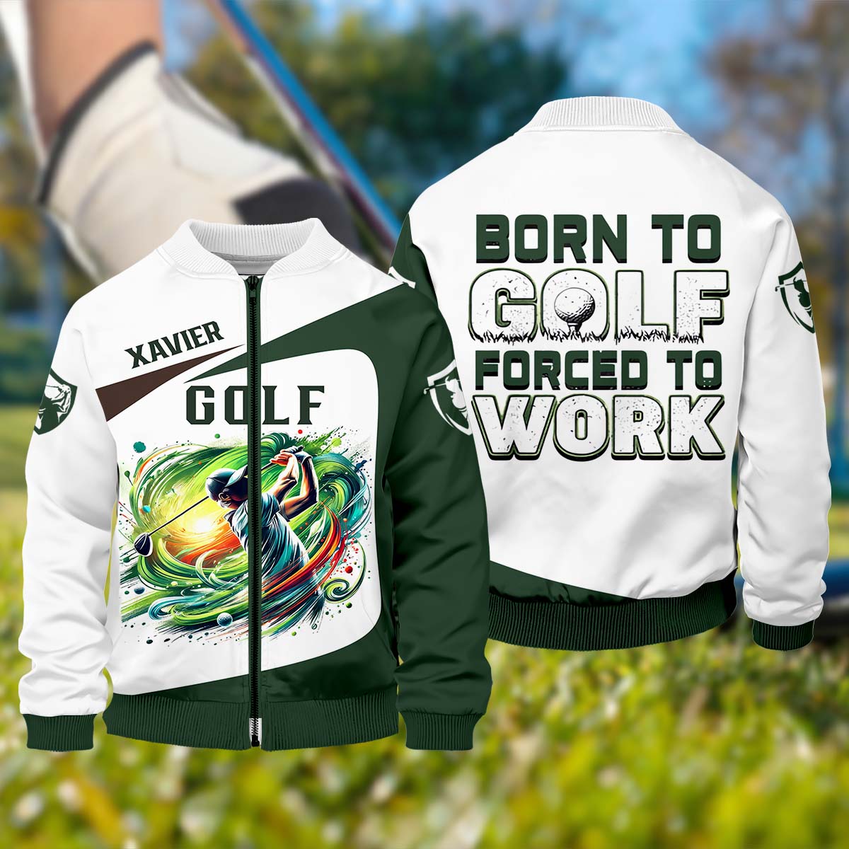 Born To Golf Forced To Work, Personalized Golf Shirt, Unique Gift For Golfer, Funny Golf Polo Shirt