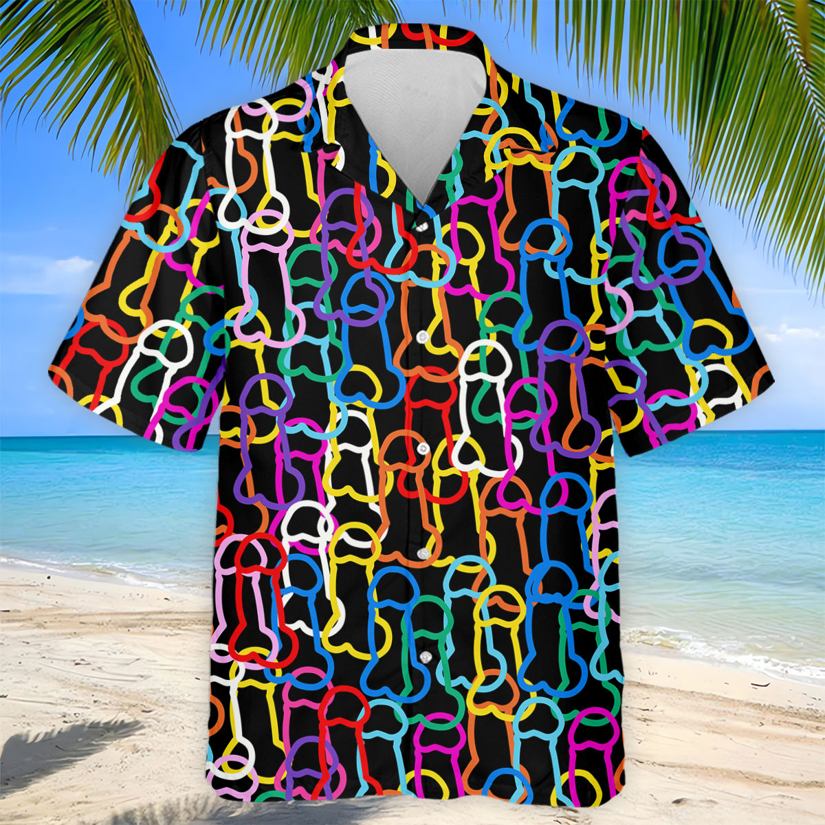 Adult Humor LGBT Rainbow Color Men's Funny Golf Shirts, Pride Month Celebrate Golf Shirts For Men