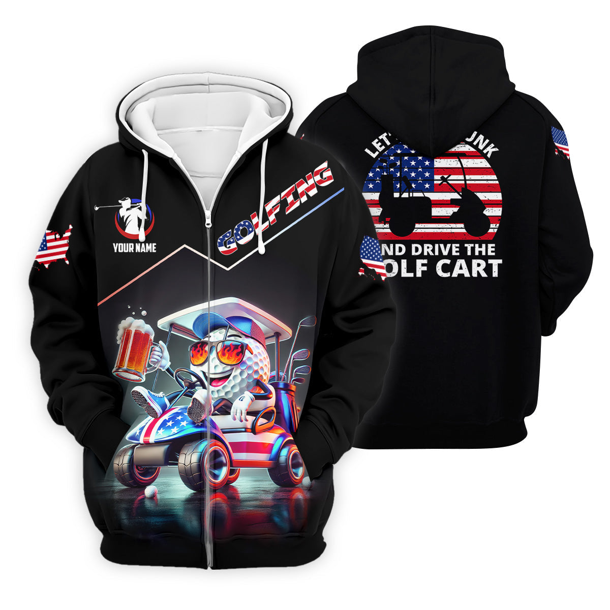 Let's Get Drunk And Drive The Golf Cart Custom Men's Golf Polo Shirtunny Golf Shirt, Dad Golf Gift