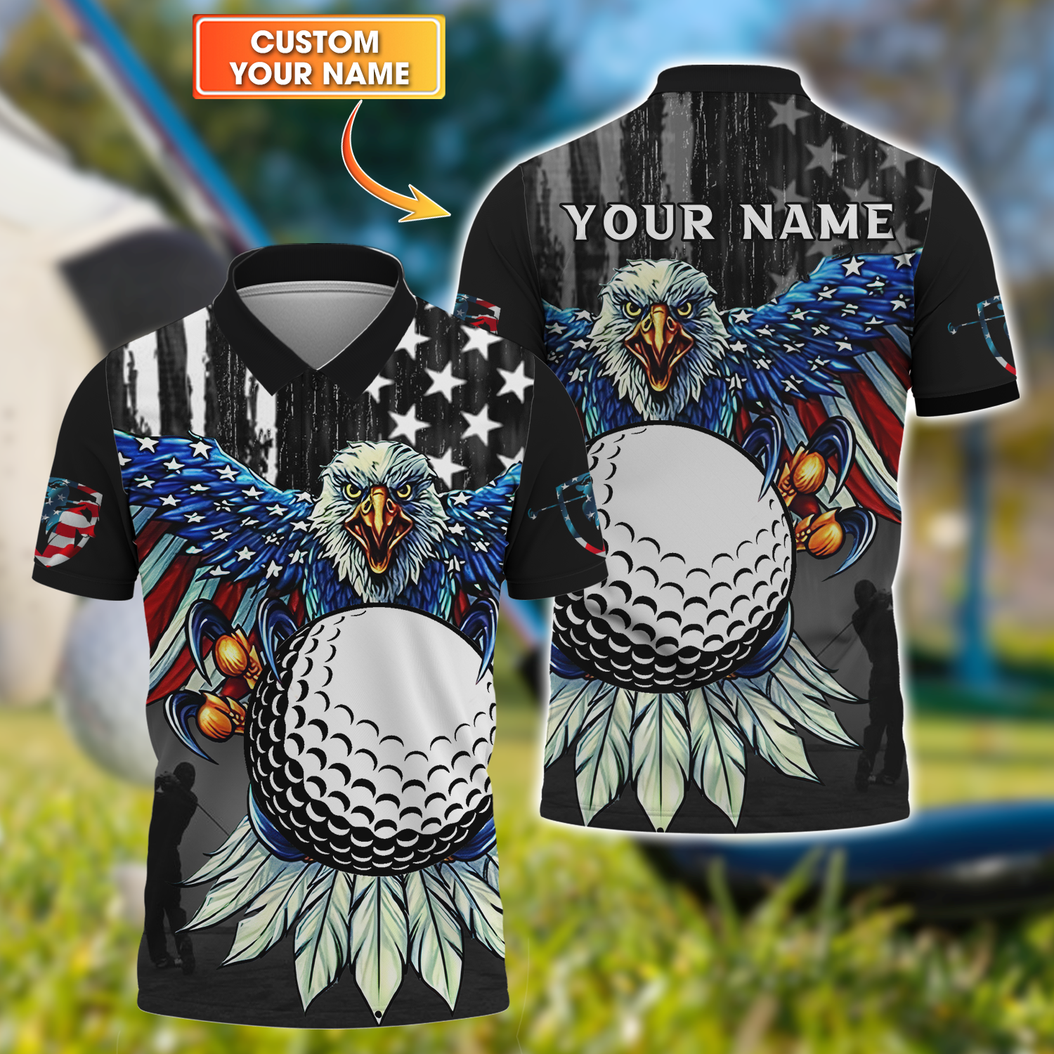 America Eagle Custom Golf Polo Shirtift For Golfers, Golf Gift Ideas