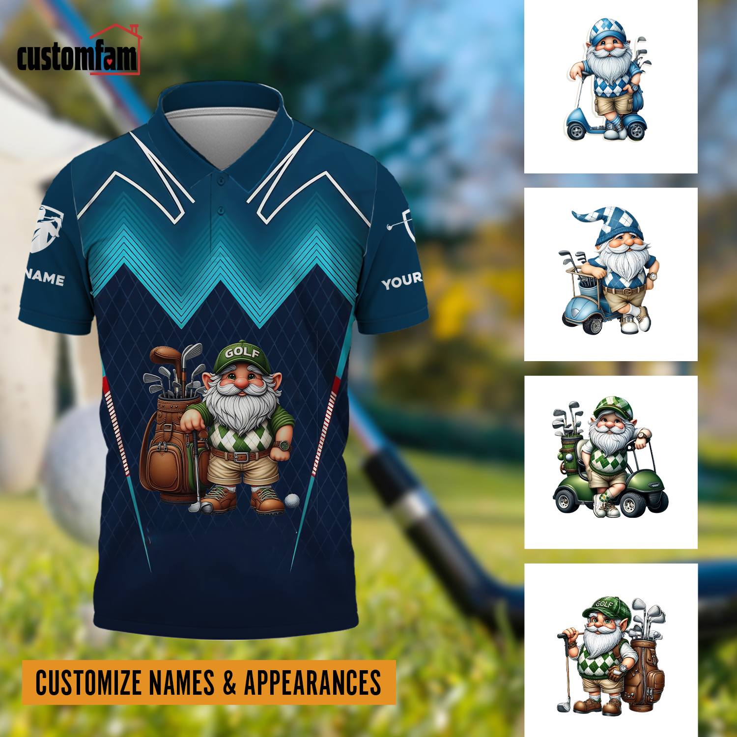 Custom Golfing Gnomes Men's Golf Polo Shirtolfing Apparel, Gift For Golfers