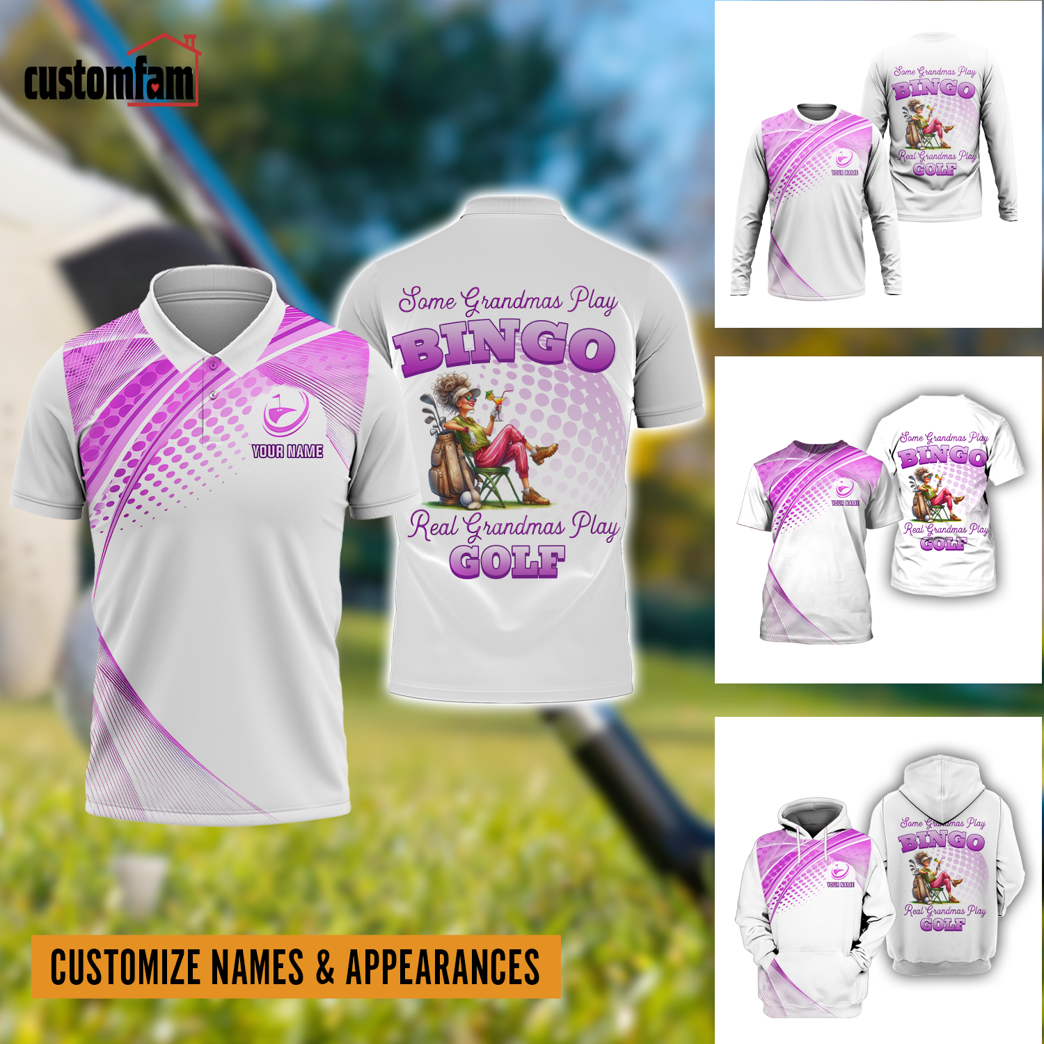 Some Grandmas Play Bingo Real Grandmas Play Golf Custom Men's Golf Polo ShirtGolfing Apparel, Gift For Golfers