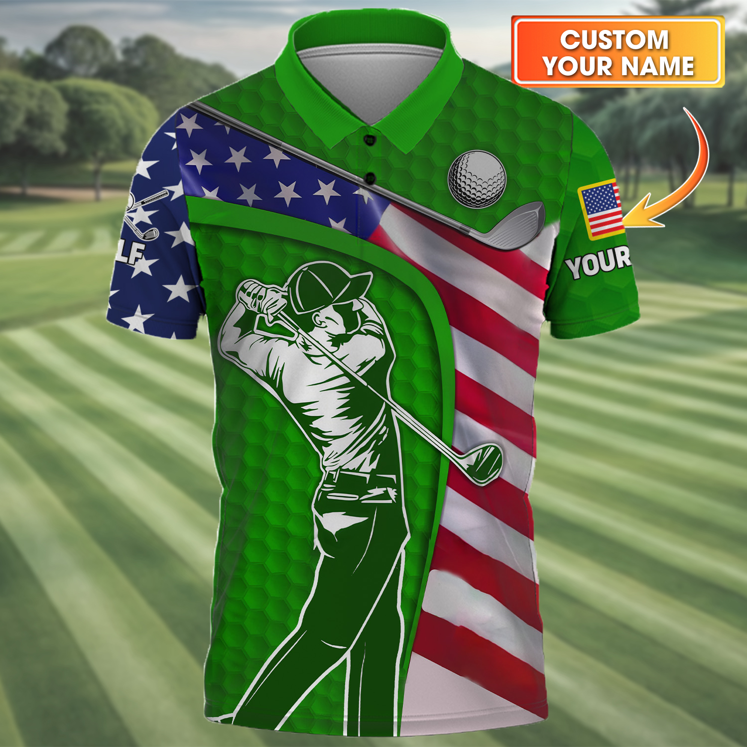 Green Custom Men's Golf Polo ShirtGolfing Apparel, Mens Golf Gift