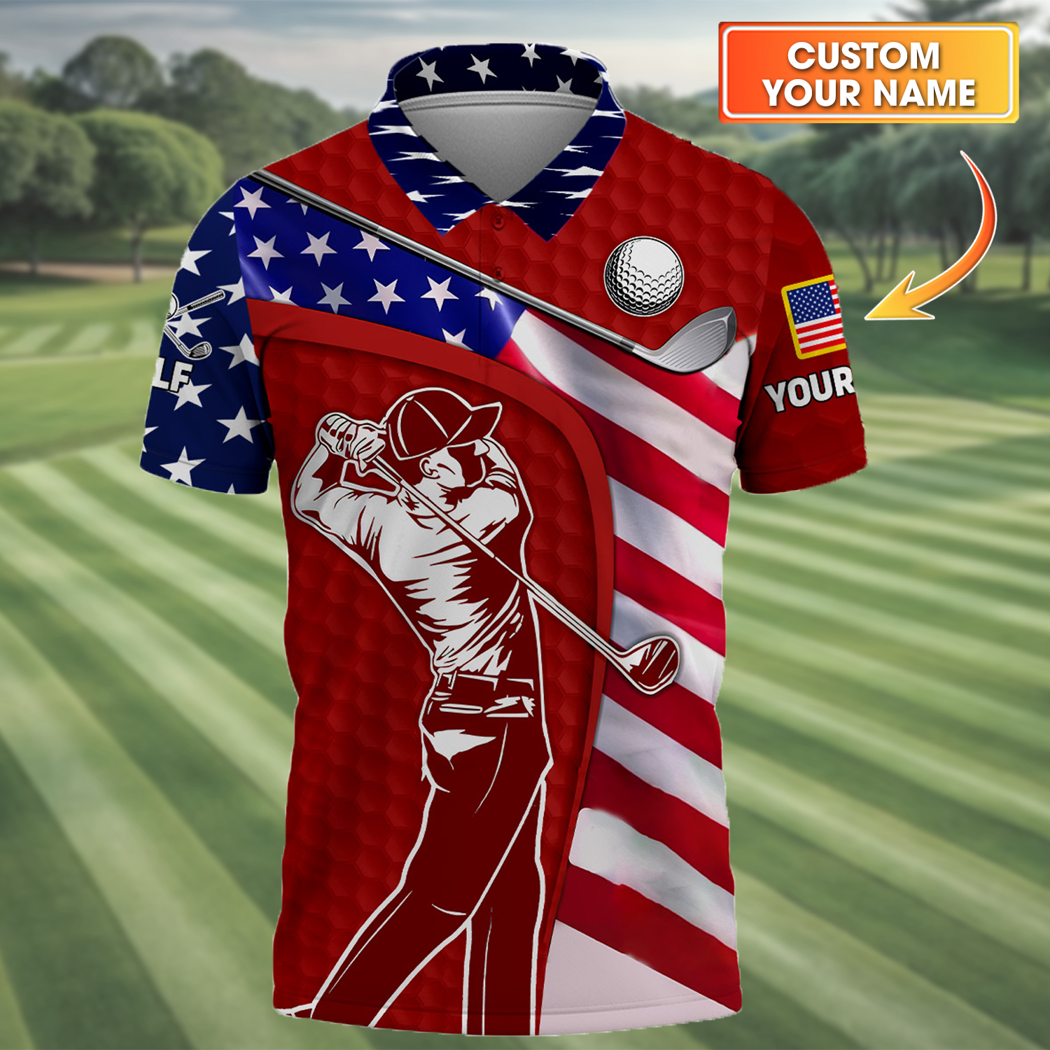 Red Custom Men's Golf Polo ShirtGolfing Apparel, Mens Golf Gift