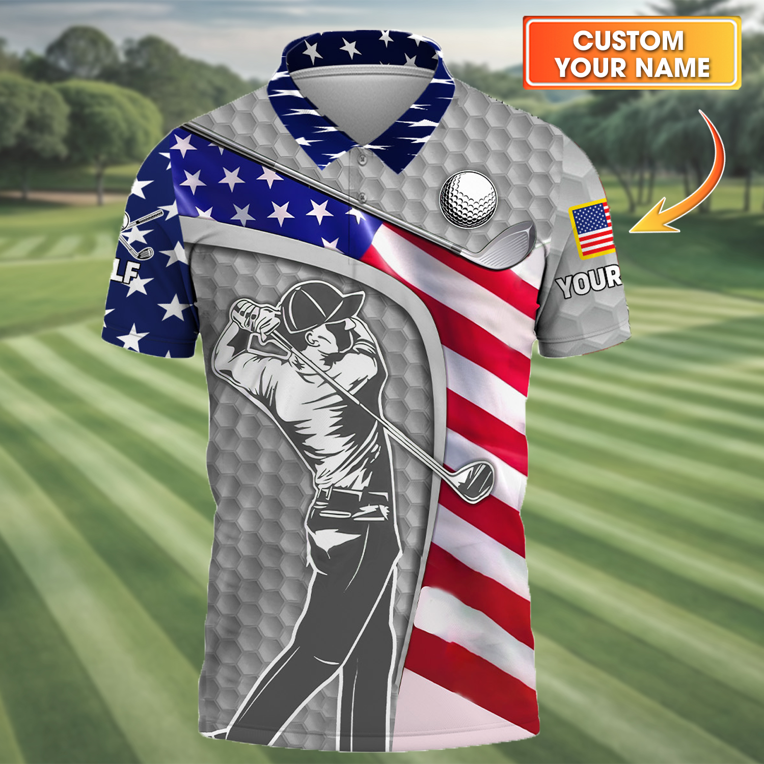 Light Grey Custom Men's Golf Polo ShirtGolfing Apparel, Mens Golf Gift