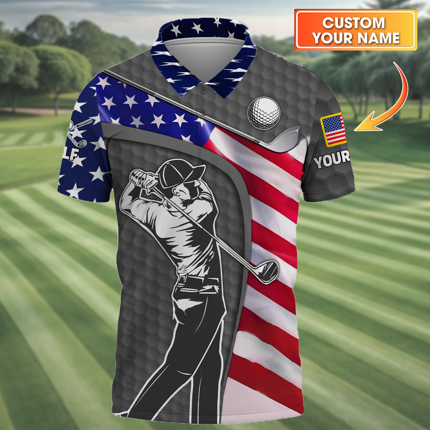 Grey Custom Men's Golf Polo ShirtGolfing Apparel, Mens Golf Gift