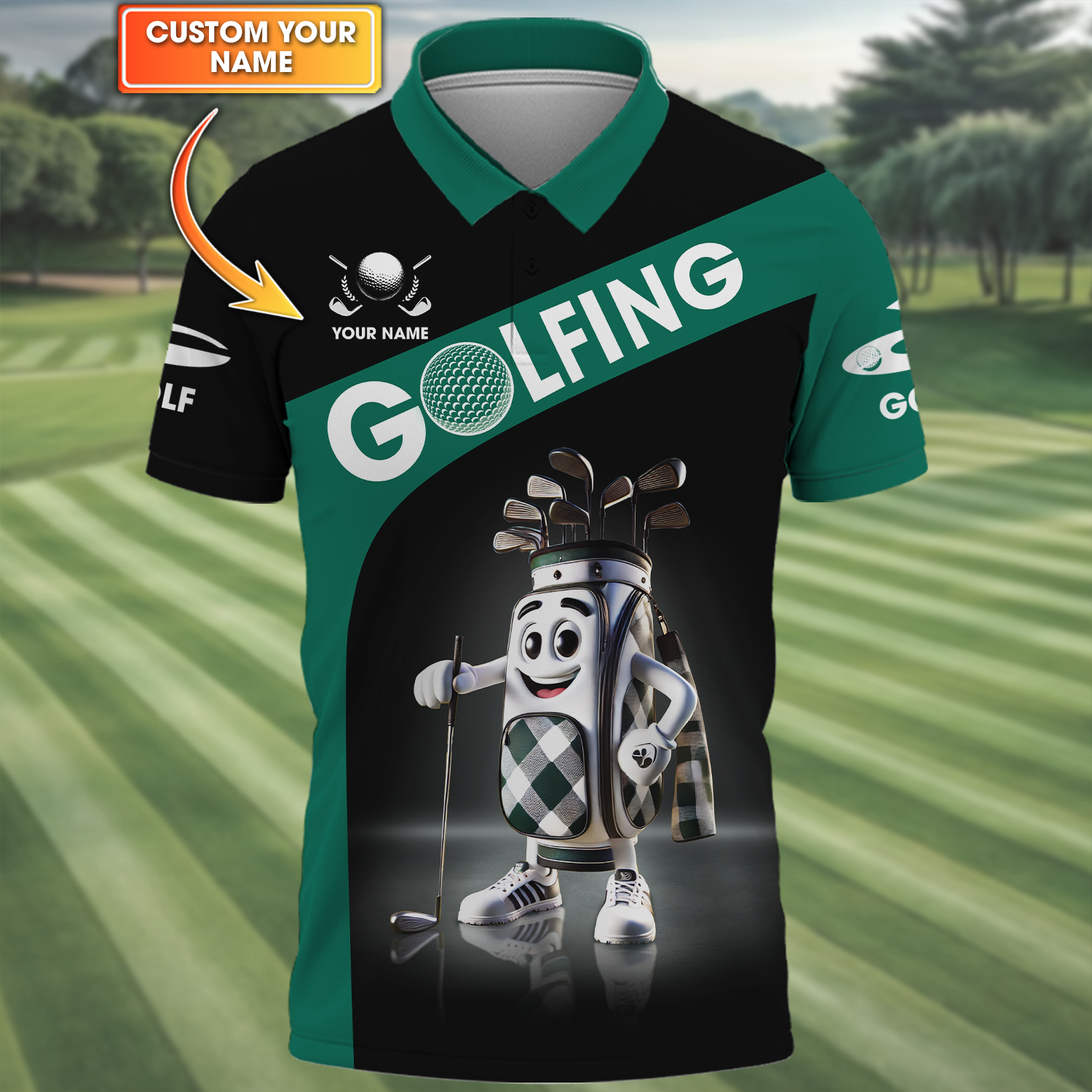 Golfing Custom Funny Men's Golf Polo ShirtGolfing Apparel, Mens Golf Gift