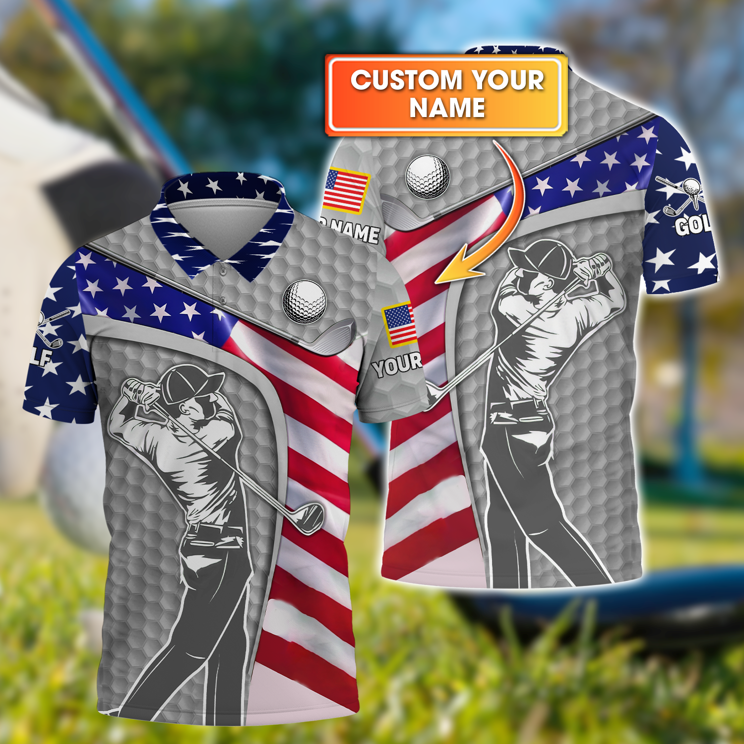 Light Grey Custom Men's Golf Polo ShirtGolfing Apparel, Mens Golf Gift