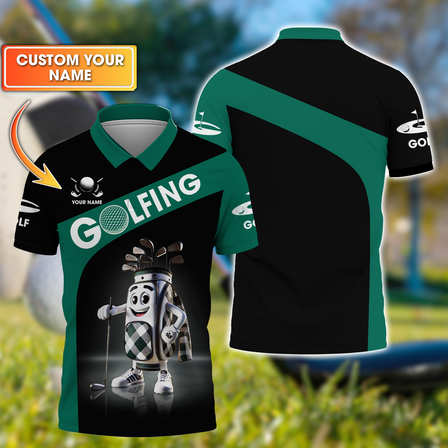 Golfing Custom Funny Men's Golf Polo ShirtGolfing Apparel, Mens Golf Gift