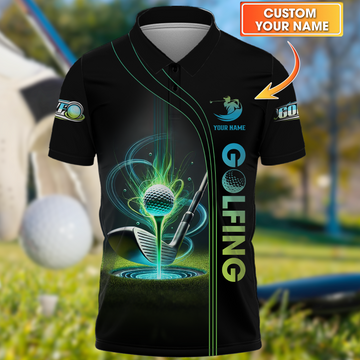 Glowing Golf Custom Polo Shirtolfing Apparel, Mens Golf Polo Shirtift For Golfers