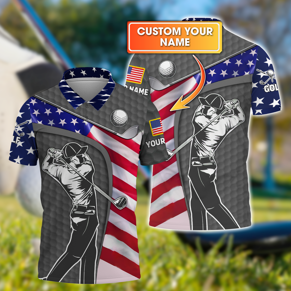 Grey Custom Men's Golf Polo ShirtGolfing Apparel, Mens Golf Gift