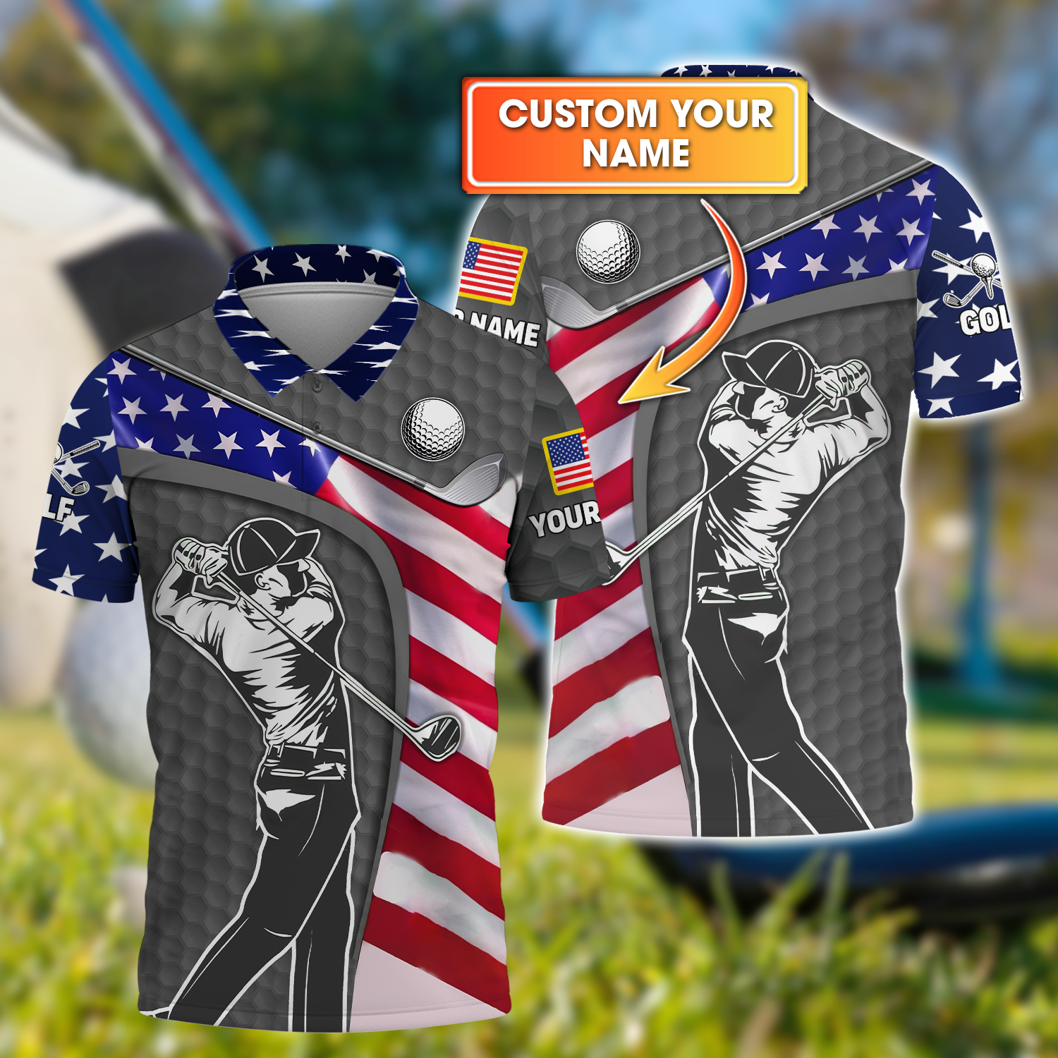 Grey Custom Men's Golf Polo ShirtGolfing Apparel, Mens Golf Gift