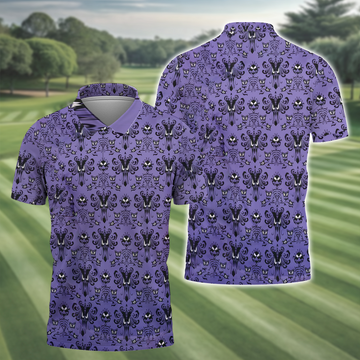 Haunted Mansion Hitchhiking Ghosts Men's Golf Polo Shirt, Golfing Apparel, Mens Golf Gift