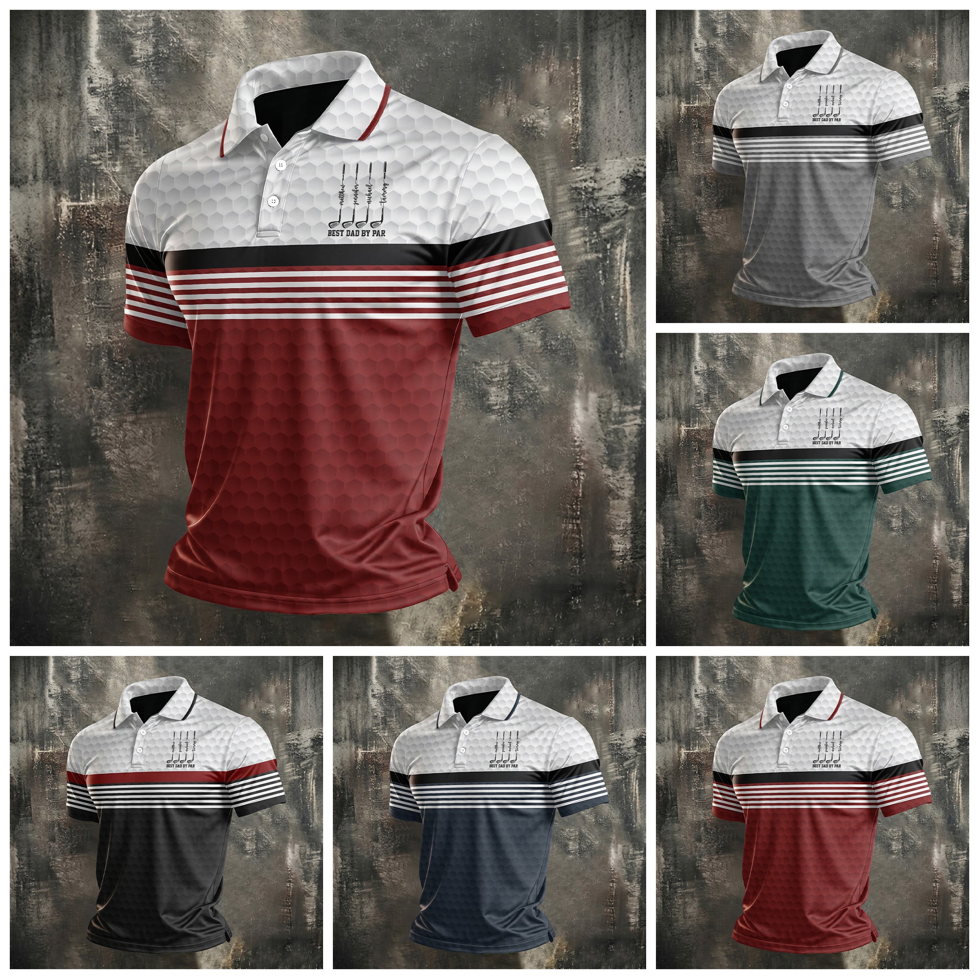 Best Dad By Par Golf Ball Pattern Father's Day Golf Shirt, Golf Gift For Dad, Polo Shirtor Men