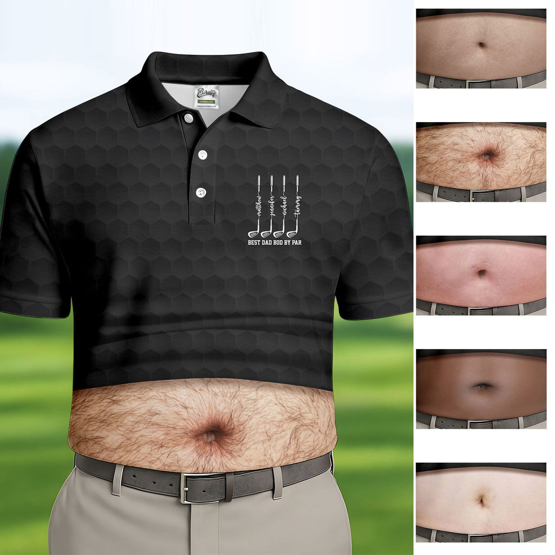 Best Dad Bod By Par Black Men's Funny Golf Polo Shirtr's Day Golf Shirt, Golf Gift For Dad