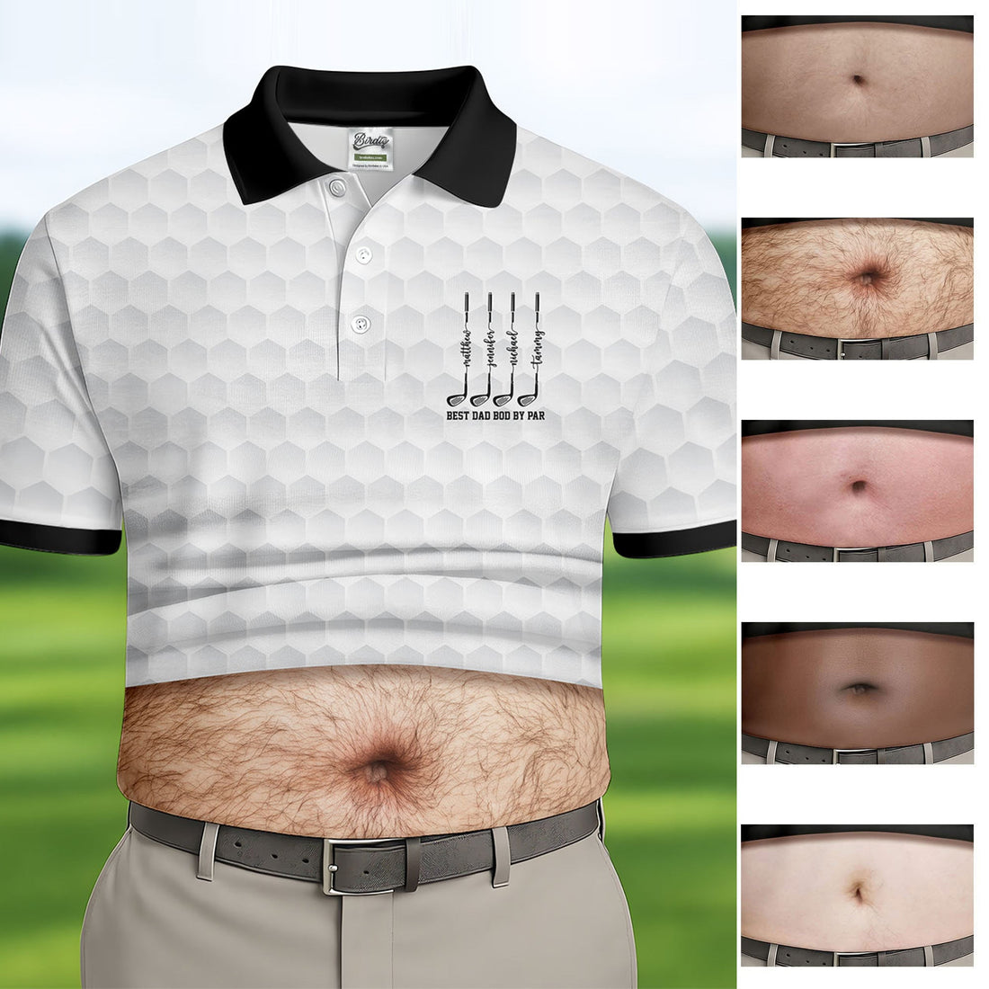Best Dad Bod By Par White Men's Funny Golf Polo Shirtr's Day Golf Shirt, Golf Gift For Dad