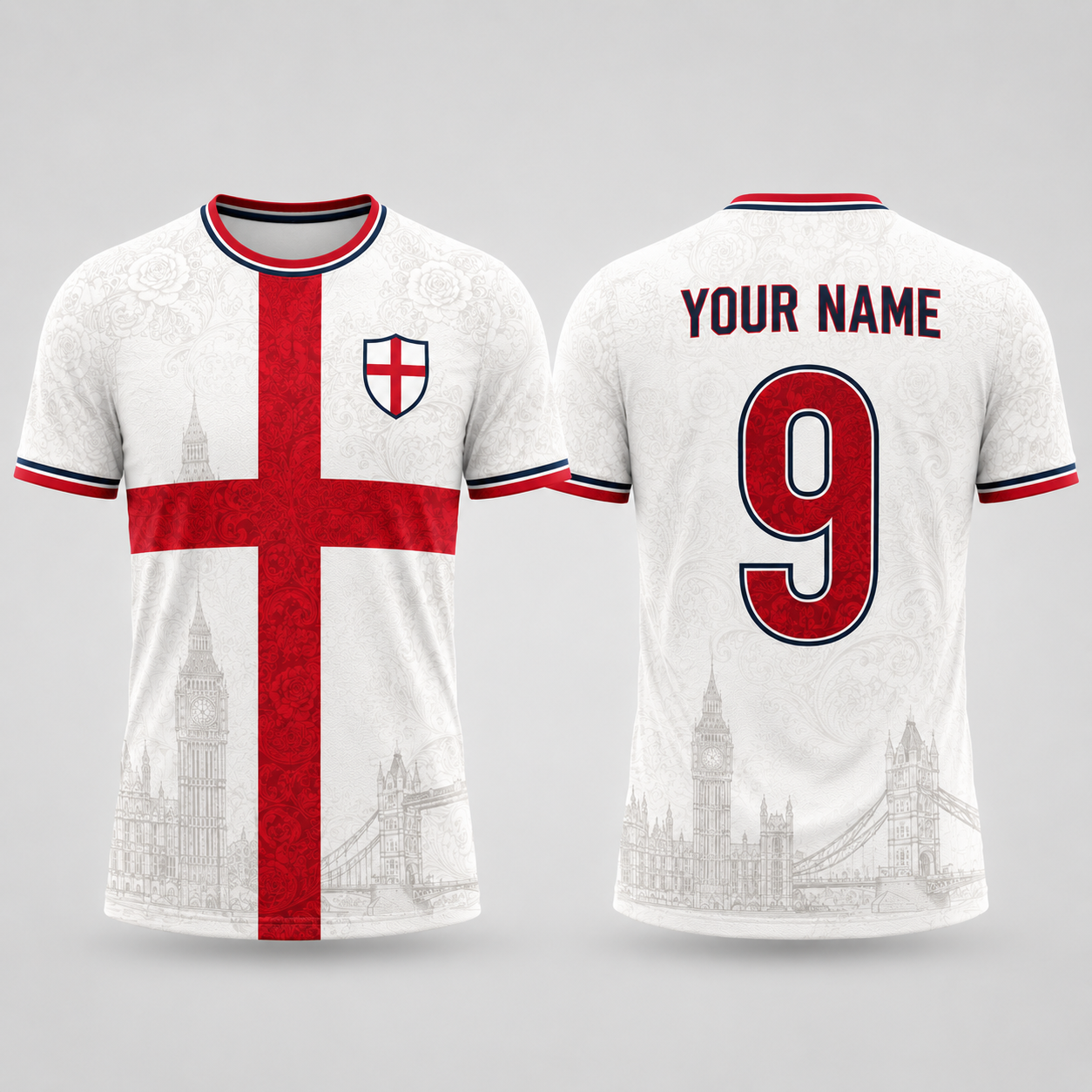 St. George's Cross Tudor Rose V-Neck For Men Football Lover, English Football Soccer Fan Gift