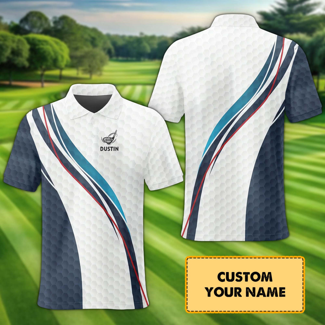 Geometric Pattern Personalized Golf Polo ShirtGolf Shirt, Gift For Golfers