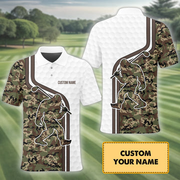 Camo Polo Shirtustom Polo Golf Shirt, Present For Golfer