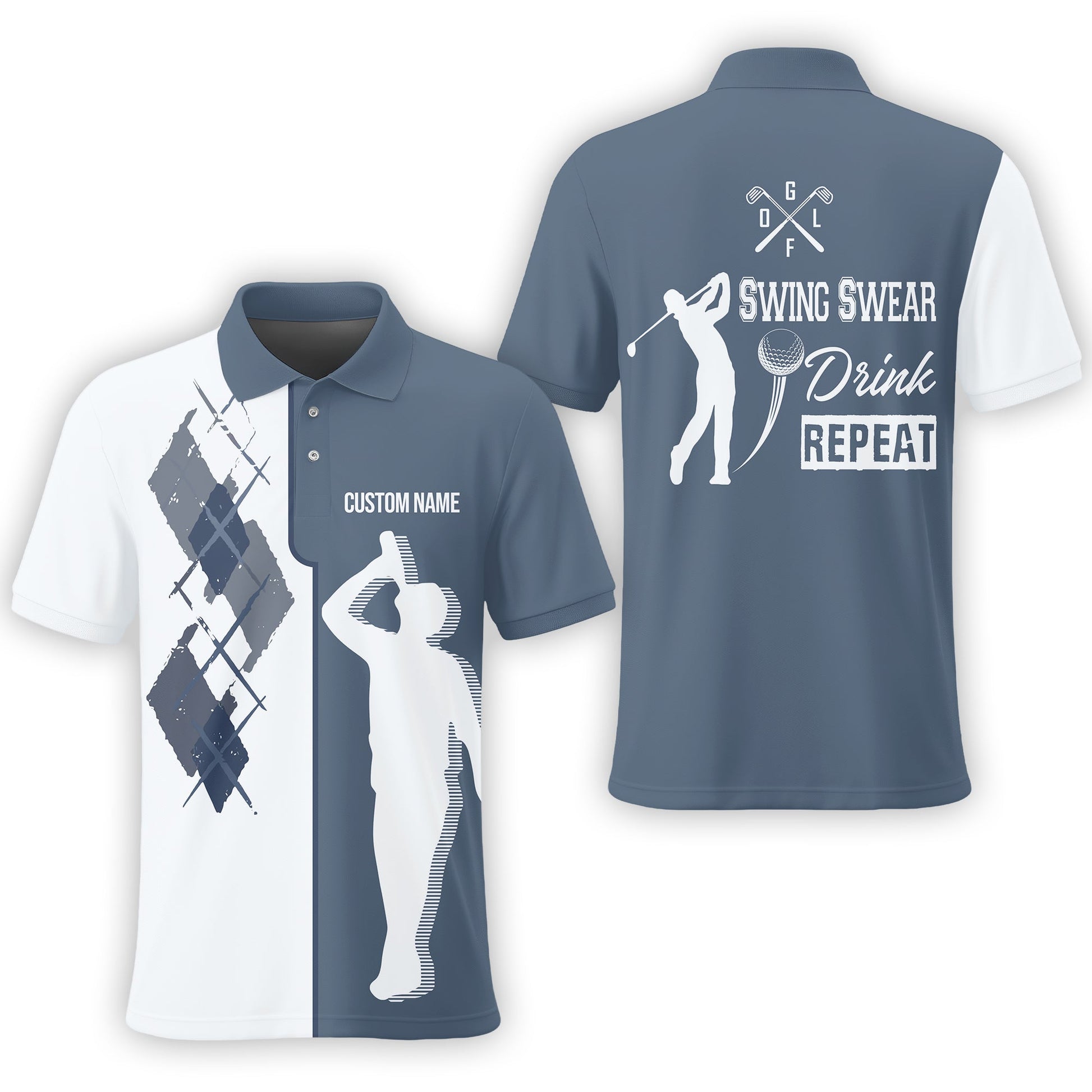 Swing Swear Drink Repeat Golf Shirt, Custom Polo Shirtresent For Golfer