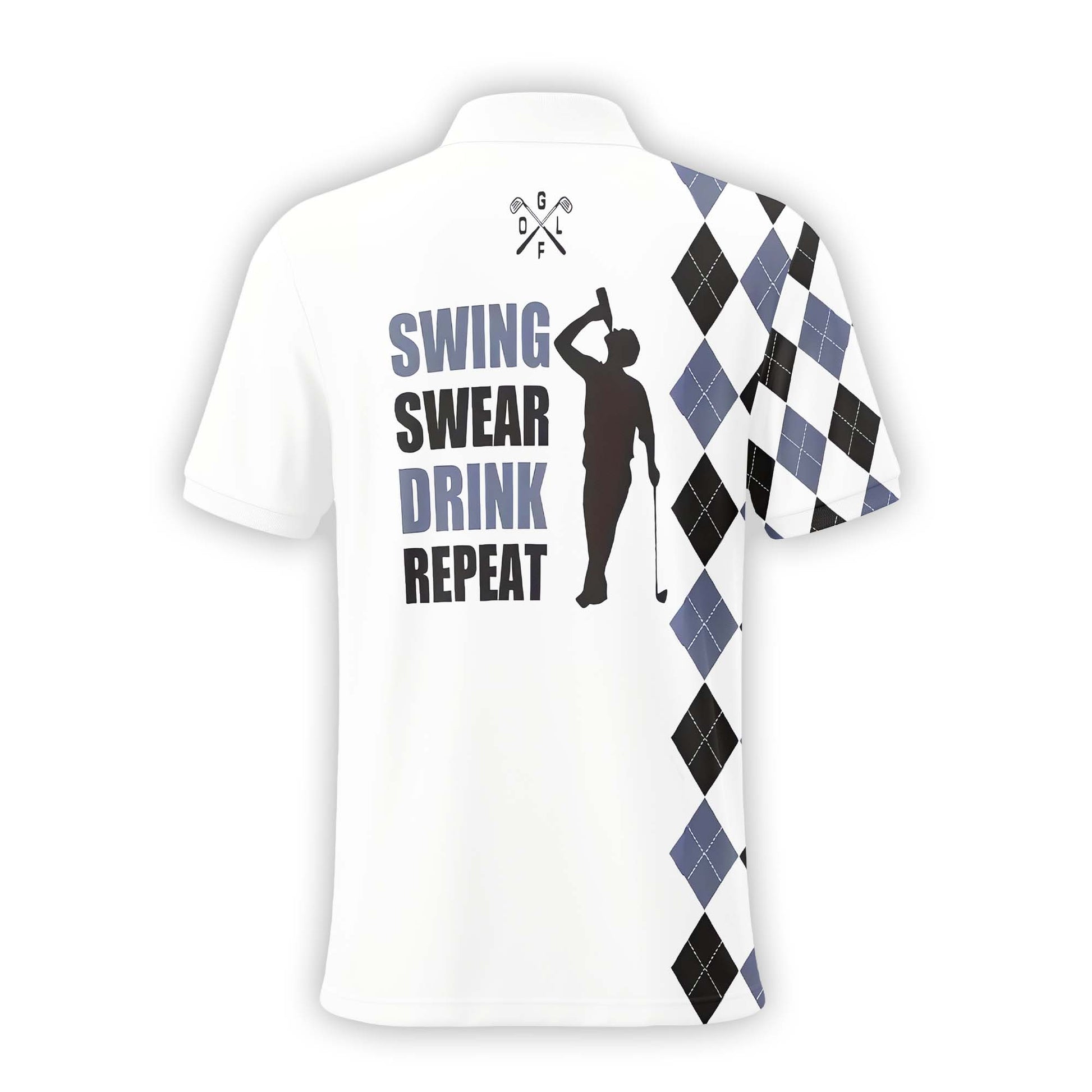Swing Swear Drink Repeat Custom Name Golf Polo ShirtGolf Shirt, Gift For Golfers