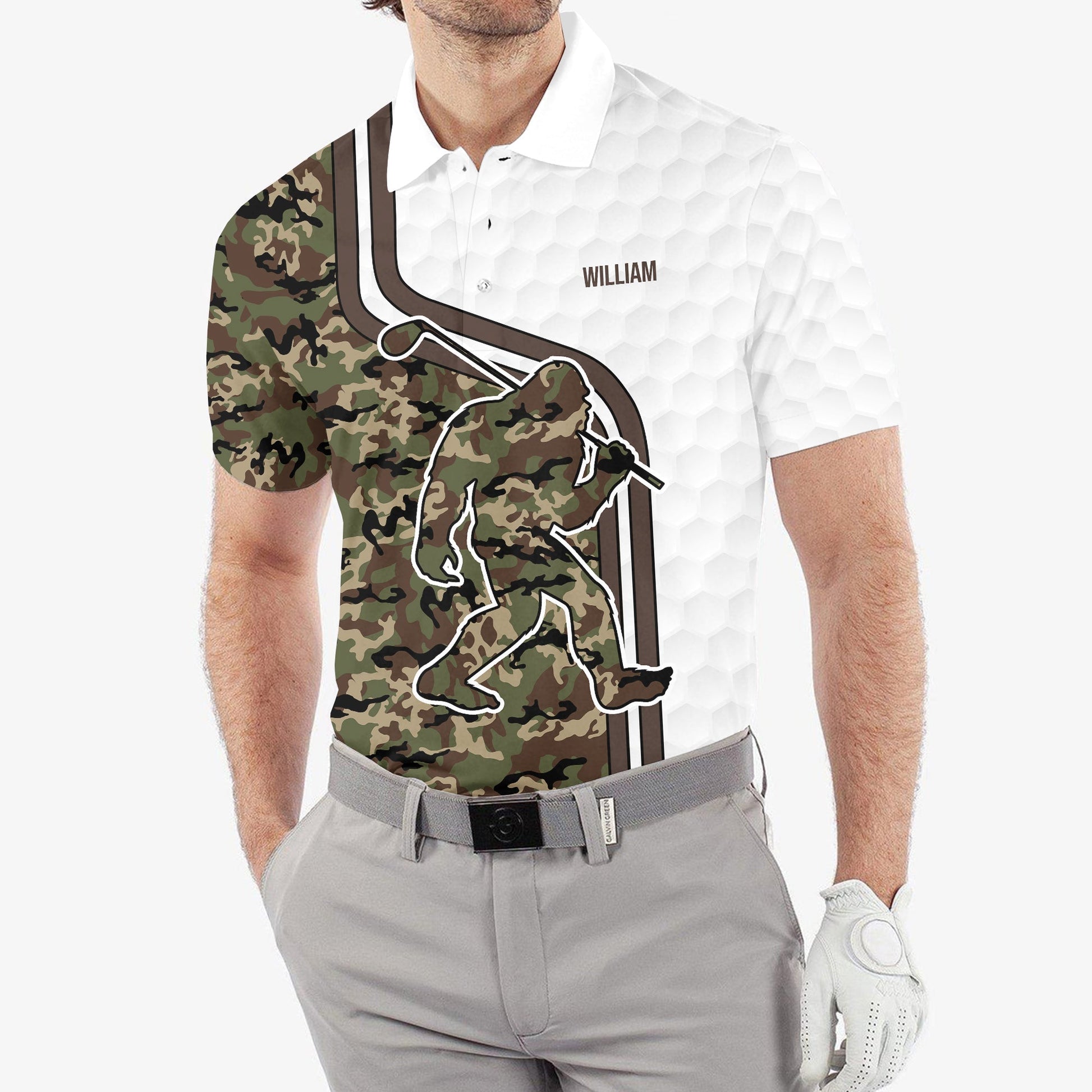 Camo Polo Shirtustom Polo Golf Shirt, Present For Golfer