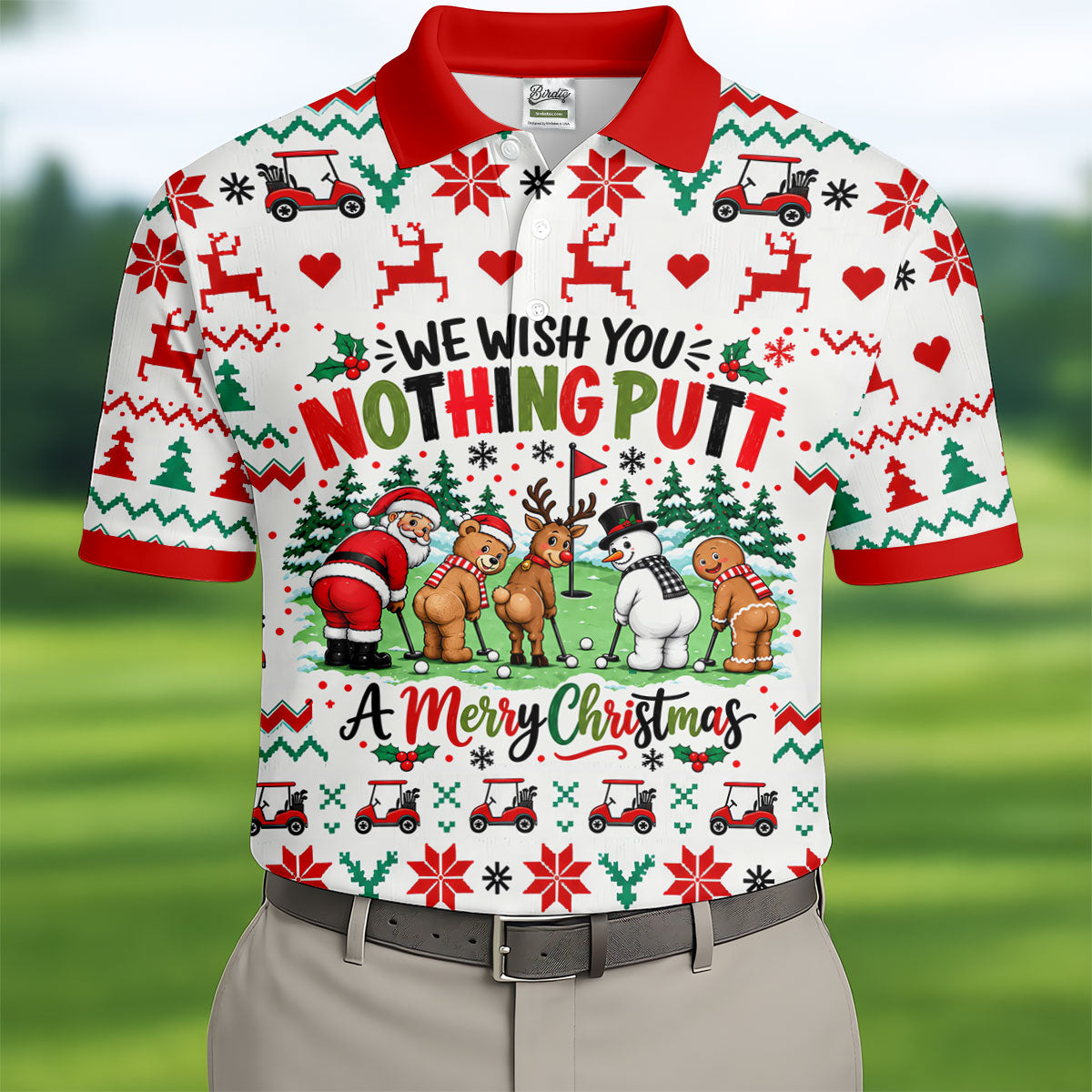 We Wish You Nothing Putt Christmas Golf Shirt, Golf Shirts For Men, Mens Golf Shirts