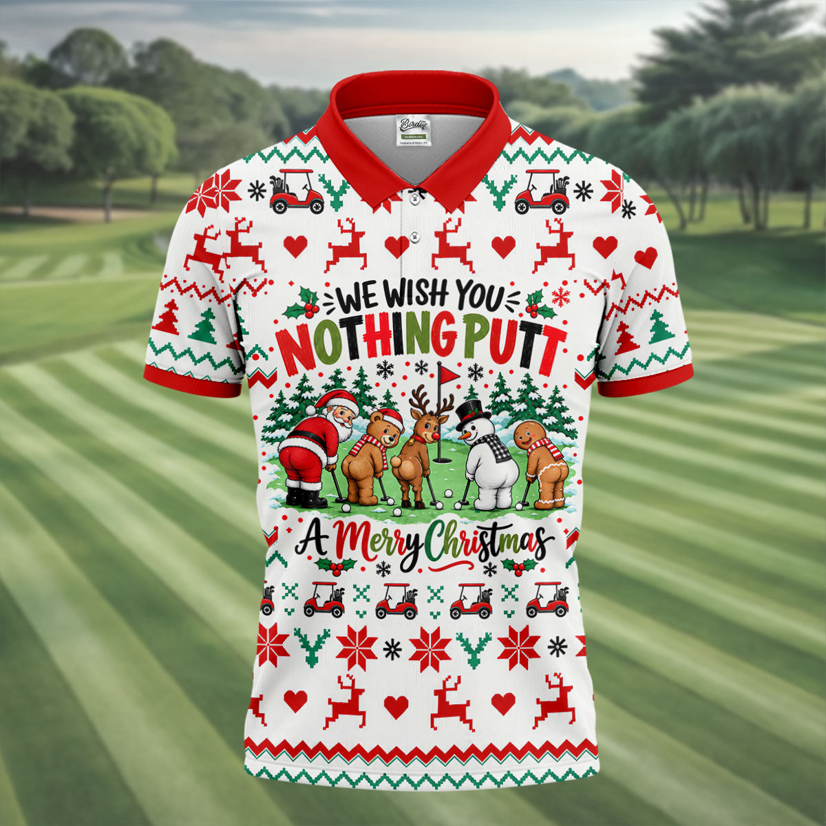 We Wish You Nothing Putt Christmas Golf Shirt, Golf Shirts For Men, Mens Golf Shirts