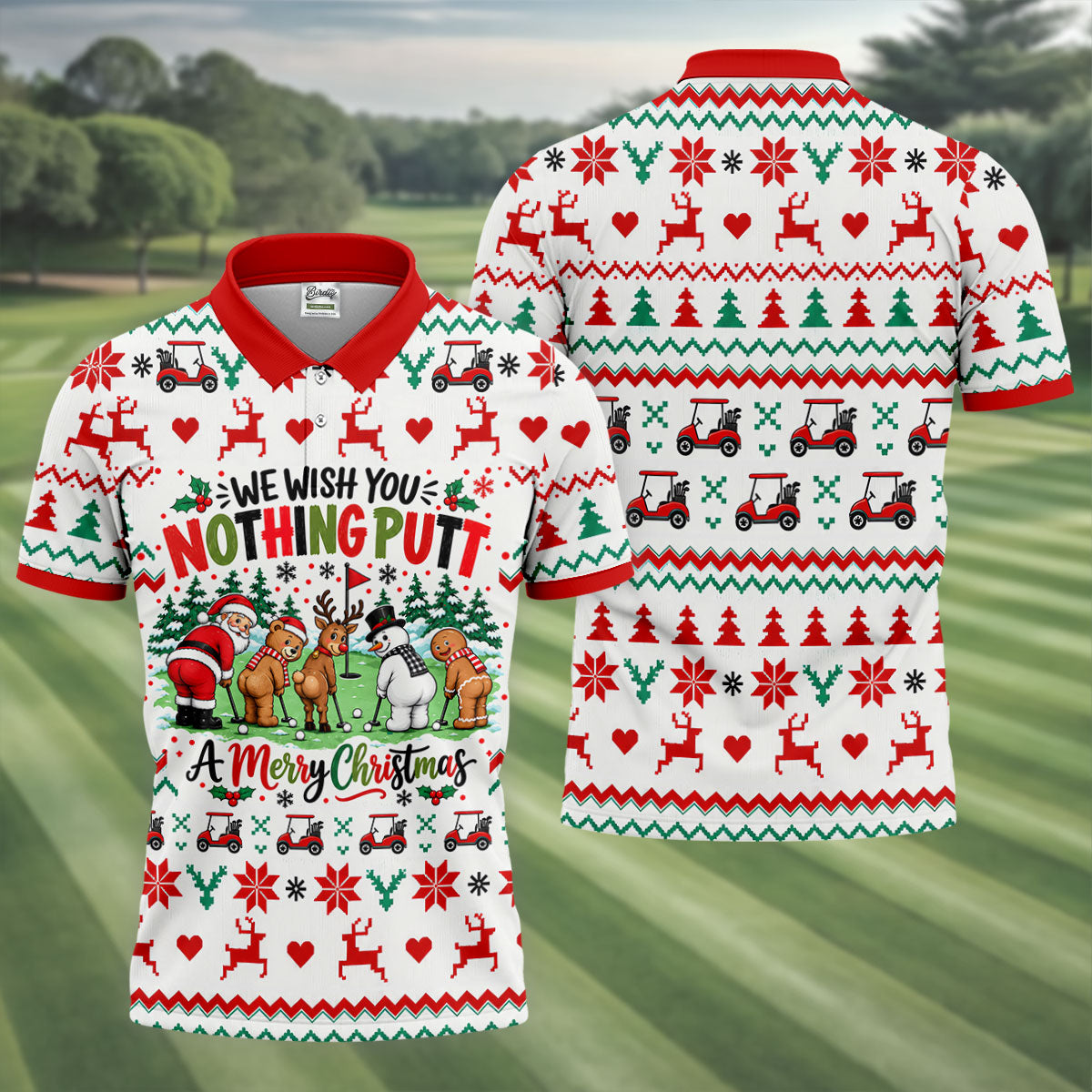 We Wish You Nothing Putt Christmas Golf Shirt, Golf Shirts For Men, Mens Golf Shirts