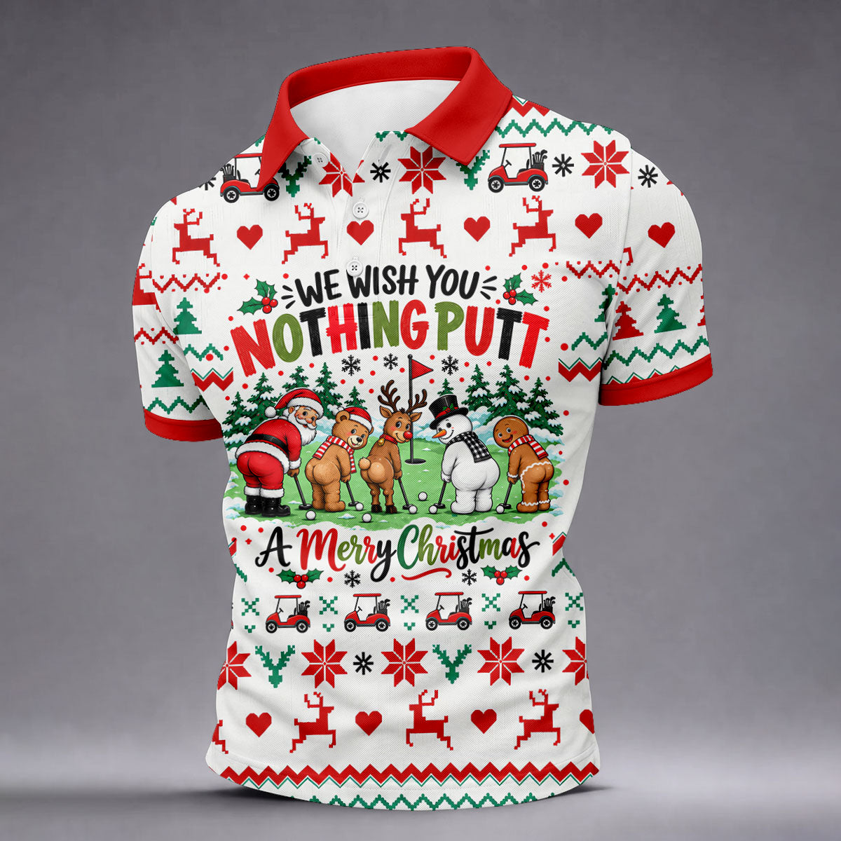 We Wish You Nothing Putt Christmas Golf Shirt, Golf Shirts For Men, Mens Golf Shirts