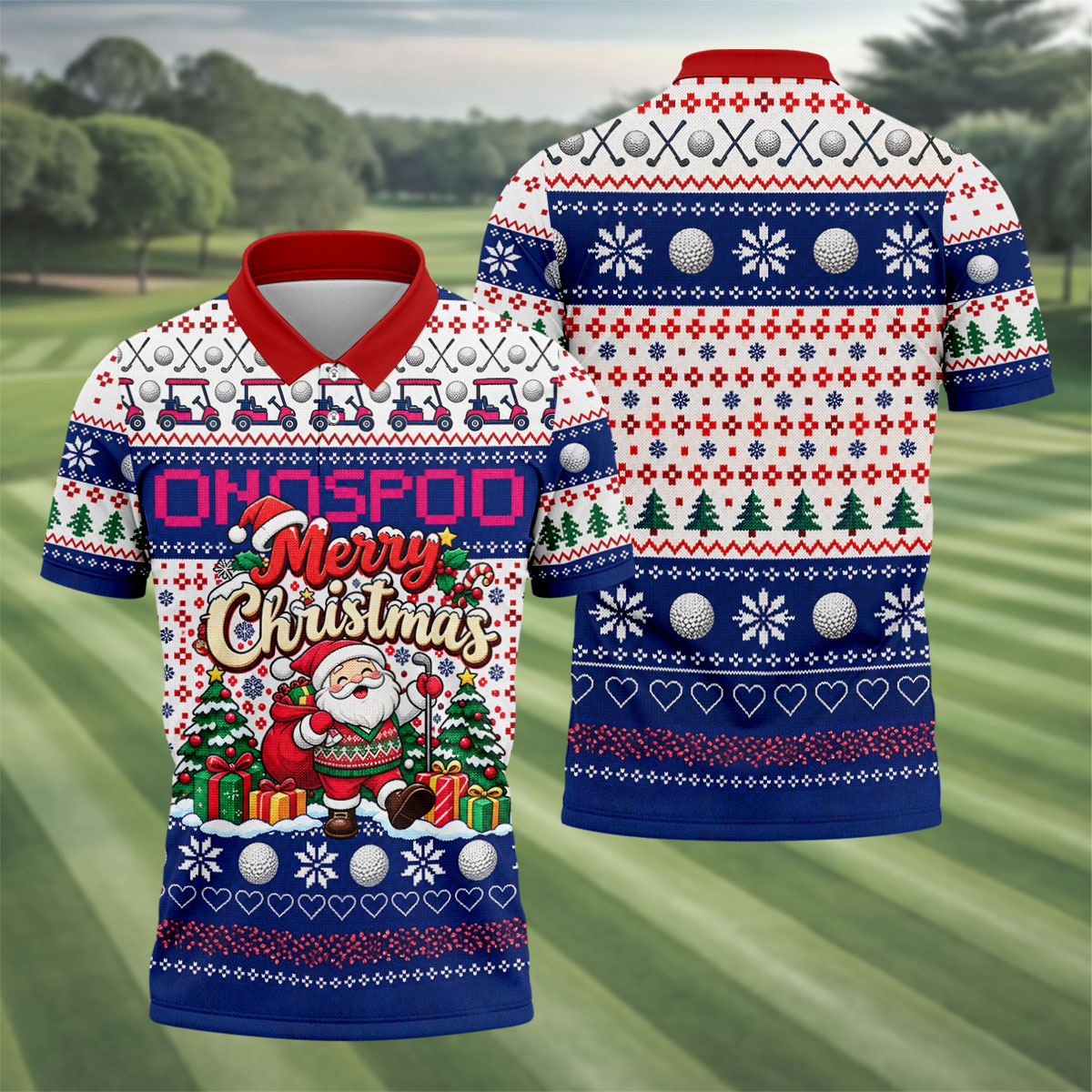 Santa Golf Balls Merry Christmas Golf Shirt, Mens Golf Polo, Funny Mens Golf Shirts