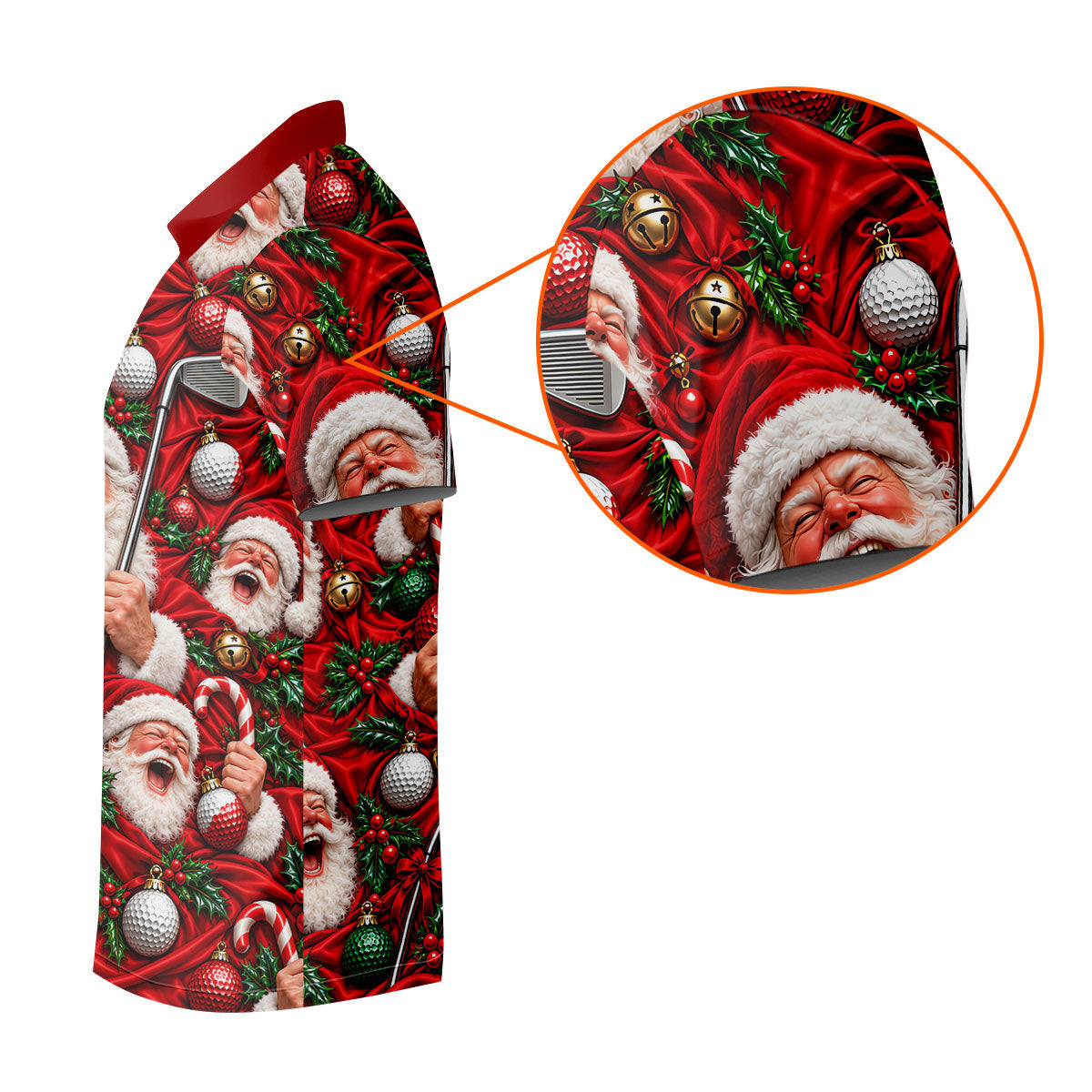 Santa Golf Ornaments Christmas Golf Shirt, Golf Shirts For Men, Mens Golf Shirts