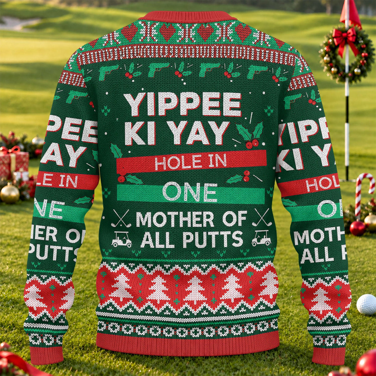 Ugly Christmas Sweater Yippee Ki Yay Hole In One, Golf Lover Gifts, Christmas Gifts