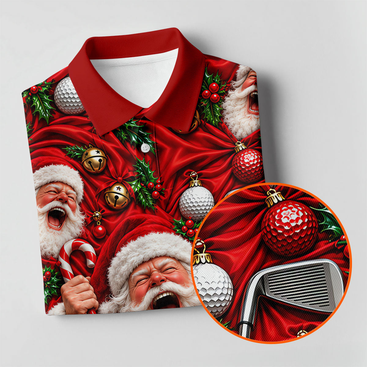 Santa Golf Ornaments Christmas Golf Shirt, Golf Shirts For Men, Mens Golf Shirts