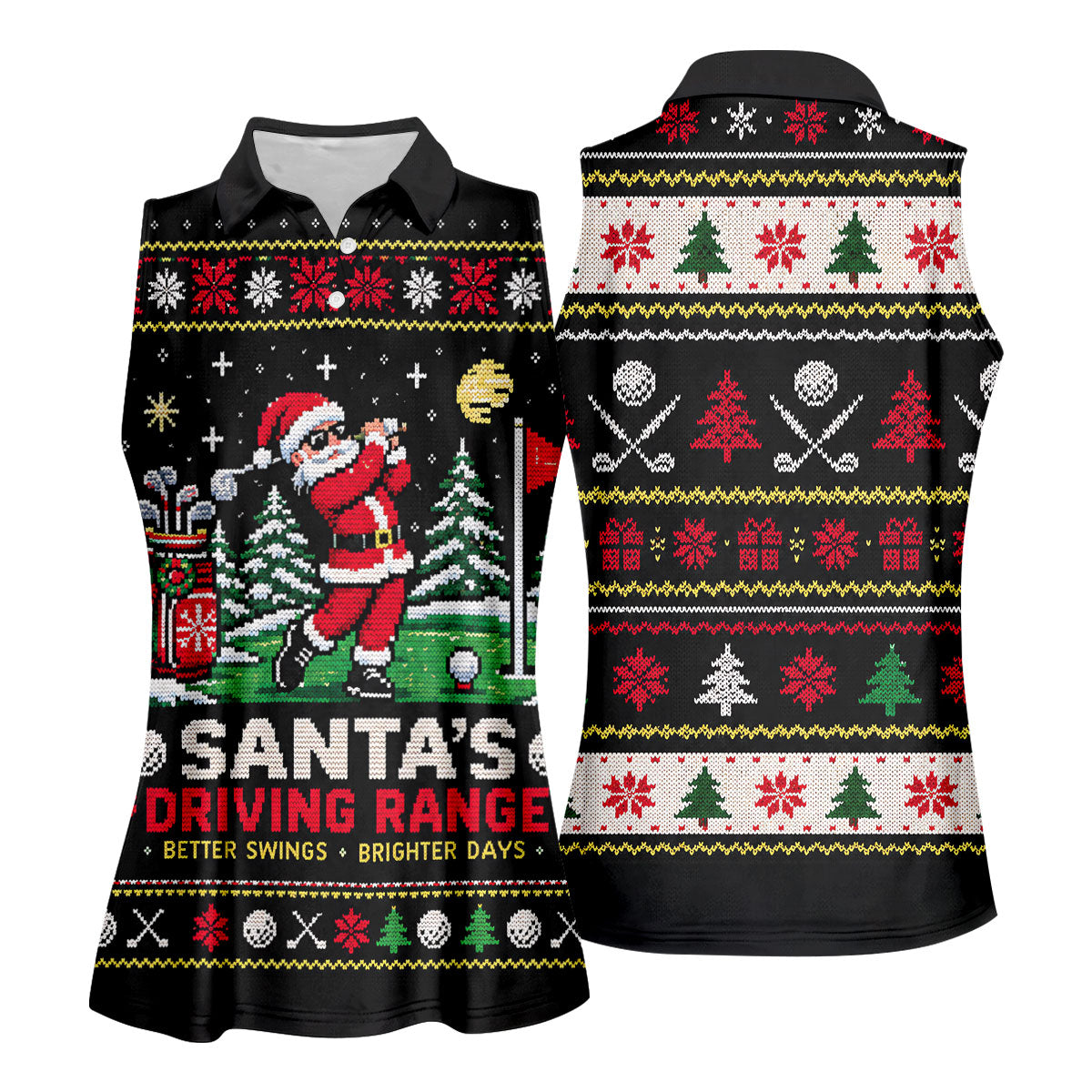 Santa Driving Range Christmas Golf Shirt, Ladies Golf Shirts, Womens Golf Apparel
